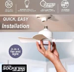 Socket Fan Light Original Cool Light LED Ceiling Fan with Lights and Remote Control, Light Bulb Replacement Bedroom, Kitchen, Living Room, 1000 Lumens / 5000 Kelvins as seen on TV.