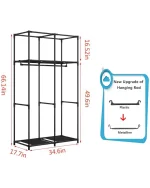 SORCEDAS Portable Wardrobe Closet Storage Organizer - 34 Inch Metal Hanging Rack with Non-Woven Fabric Cover, Large Capacity Closet Organizer, Easy Assembly, Black
