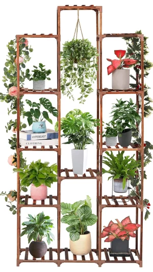 FLOWER Wooden Plant Stand Wood Plant Shelf for Multiple Plants Plant Rack for Living Room