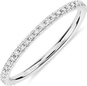 Gold Plated Solid 925 Sterling Silver CZ Simulated Diamond Stackable Ring Eternity Bands for Women