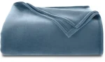 Gray color Twin Vellux blanket All Season Luxury Warm Lightweight Durable Pill Resistant Bed Blankets Perfect for Bed Couch Sofa Blue Bed Blankets Twin Size Hotel Quality (66 x 90 Inch, Blue)