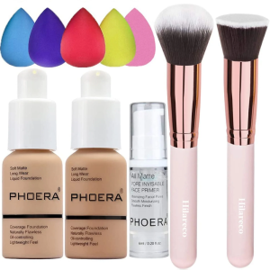PHOERA Beauty Foundation Set Face Primer Makeup Brushes Sponges Oil Control Concealer